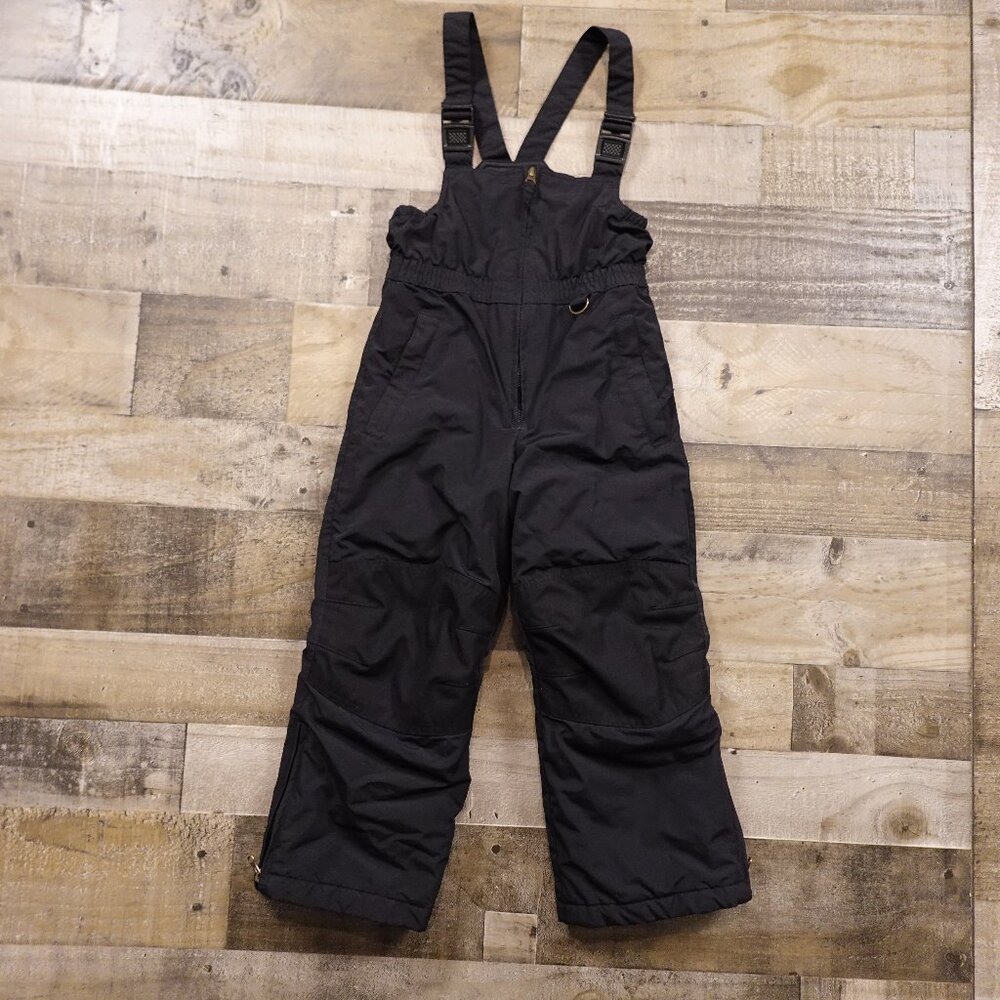 Lands’ End Squall Snow Bib Overalls‎ Kids 6 Black Iron Knee Insulated
